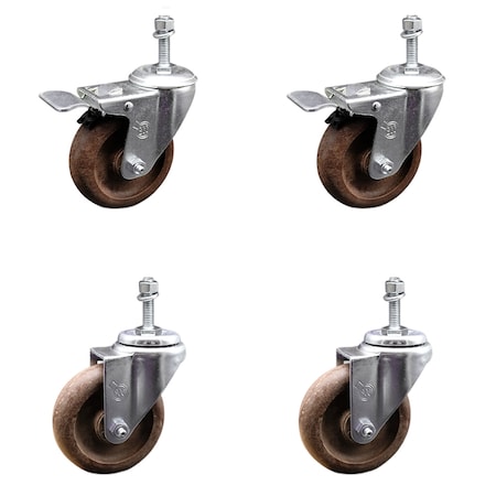 Service Caster 4 Inch SS High Temp Glass Filled Nylon 3/8 Inch Stem Caster Lock Brake SCC, 2PK SCC-SSTSTTL20S414-GFNSHT-381615-2-S2
